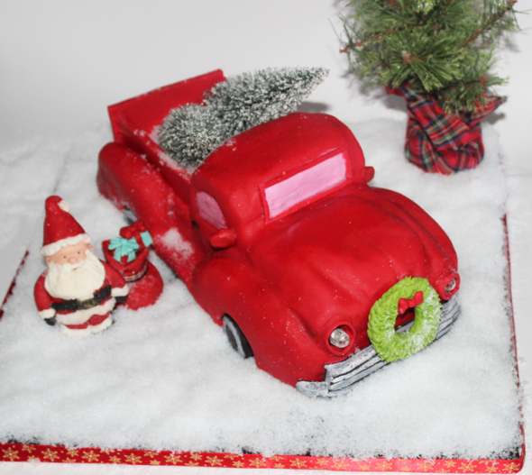 Learn how to make this vintage red truck step by step. Perfect cake truck for Christmas. Use techniques taught in this tutorial on any cake truck.